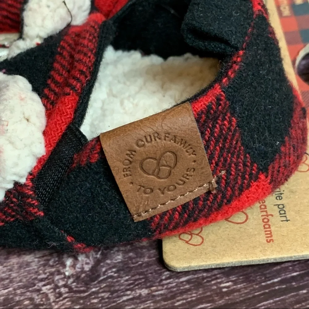 Dearfoams ~ Kids Baby Bear Red Buffalo Check Clog Slipper